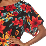 Asymmetry Floral Print Tunic Beach Dress Red Flower Beachwear Swimsuit Swim Dresses Womens Bathing Suit Cover Ups
