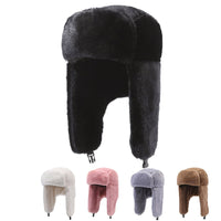 Winter plush Lei Feng hat for men and women, Korean version, warm imitation rabbit fur cold hat, outdoor cycling, cold proof, Northeast thick cotton hat