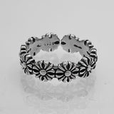New S925 Silver Retro Old Cross Ring Personalized Trendy Daisy Flow Hand Jewelry Niche Simple Letter Ring