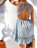 Womens Dresses Summer Lace  Strap Dress Elegant Bohemian Beach Sundress