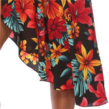 Asymmetry Floral Print Tunic Beach Dress Red Flower Beachwear Swimsuit Swim Dresses Womens Bathing Suit Cover Ups