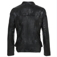 Plus Size Women Winter Gothic Black Faux Leather Jacket