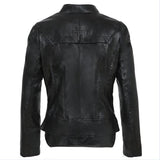 Plus Size Women Winter Gothic Black Faux Leather Jacket