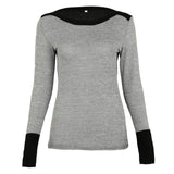 Cotton Long Sleeve Patchwork Knitted Tops