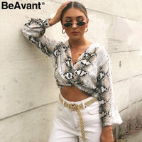 V Neck Snakeskin Winter Blouse