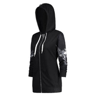 Women Skull Wings Print Halloween Zip Up Hoodies Sweatshirts