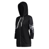 Women Skull Wings Print Halloween Zip Up Hoodies Sweatshirts