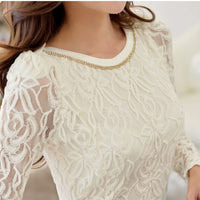 Long Sleeve Black Lace Chiffon Blouse