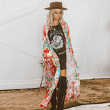 Women's  Floral Printed Long Sleeve Kimono