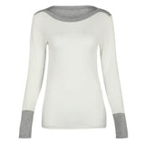 Cotton Long Sleeve Patchwork Knitted Tops