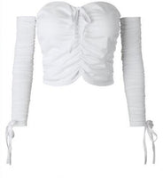 Women's  Sexy Lace Wrapped Chest Pullover Women's T-shirt Slash neck Long Sleeve