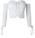 Women's  Sexy Lace Wrapped Chest Pullover Women's T-shirt Slash neck Long Sleeve
