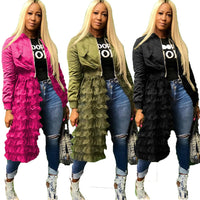 Women Ruffle Patchwork Jacket