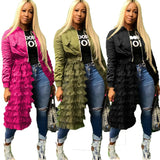 Women Ruffle Patchwork Jacket