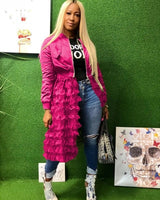 Women Ruffle Patchwork Jacket