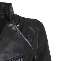 Plus Size Women Winter Gothic Black Faux Leather Jacket