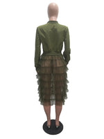 Women Ruffle Patchwork Jacket