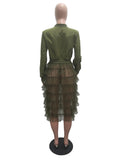 Women Ruffle Patchwork Jacket