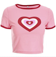 Summer Love heart Print Short Sleeve T-Shirt