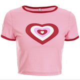 Summer Love heart Print Short Sleeve T-Shirt