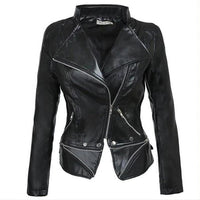 Plus Size Women Winter Gothic Black Faux Leather Jacket