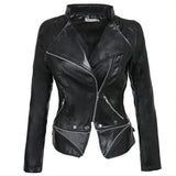Plus Size Women Winter Gothic Black Faux Leather Jacket