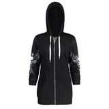 Women Skull Wings Print Halloween Zip Up Hoodies Sweatshirts