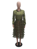 Women Ruffle Patchwork Jacket