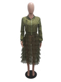Women Ruffle Patchwork Jacket