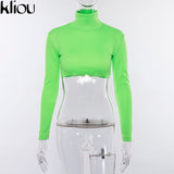 Autumn Winter women turtleneck full sleeve pullovers sweatshirts solid color short sexy Crop Tops