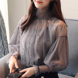 Plus Size Women Top Lantern Sleeve Blouse
