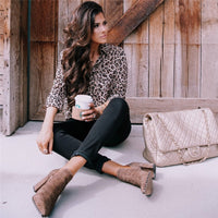 Women Long Sleeve Leopard Blouse V neck Shirt Ladies OL Party Top Dames Streetwear blusas femininas elegante Plus Size