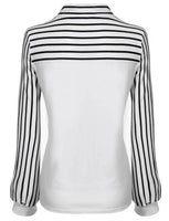 Striped Slim Women Patchwork Sleeve Fashion O-Neck Blouse Tops Long