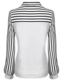 Striped Slim Women Patchwork Sleeve Fashion O-Neck Blouse Tops Long