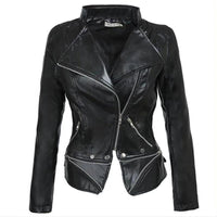 Plus Size Women Winter Gothic Black Faux Leather Jacket