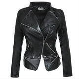 Plus Size Women Winter Gothic Black Faux Leather Jacket