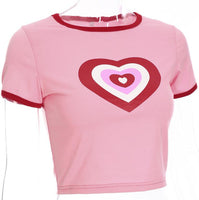 Summer Love heart Print Short Sleeve T-Shirt