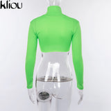 Autumn Winter women turtleneck full sleeve pullovers sweatshirts solid color short sexy Crop Tops