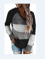 Women's V Neck Patchwork Casual Knitted Elegant Pullover