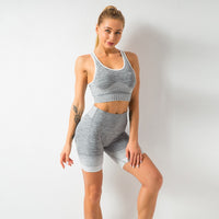 Sport Set Women Seamless Yoga Set Women Gym Clothes Long Sleeve Ombre Legging set High Waisted Winter Gym Wear Tight Yoga Suit