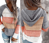 Women's V Neck Patchwork Casual Knitted Elegant Pullover